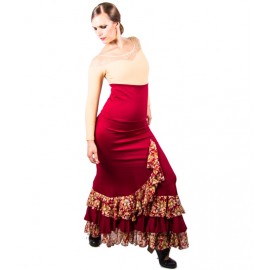Falda Flamenco Lycra elasticada con 3 volantes y enrosque