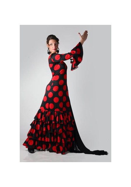 Vestido Flamenco confeccionado en lycra elasticada con 4 volantes